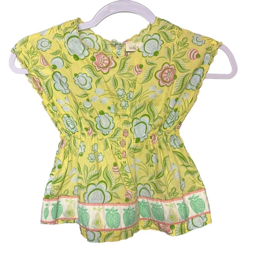Matilda Jane Elegant Blossoms Top Shirt Floral Cinched‎ Waist Kids Girls Size 4